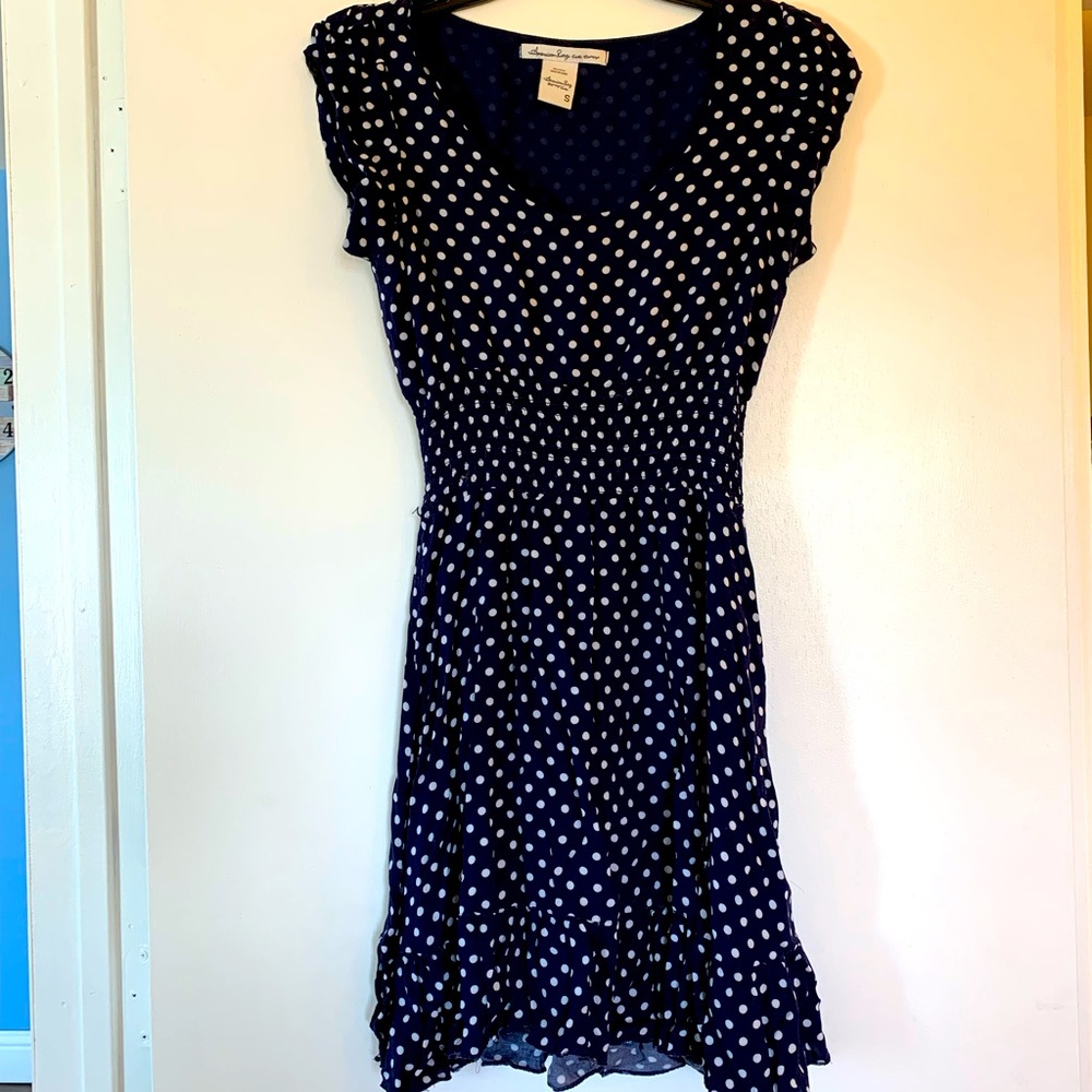 COPY - Small American Rag navy blue with white polkadots